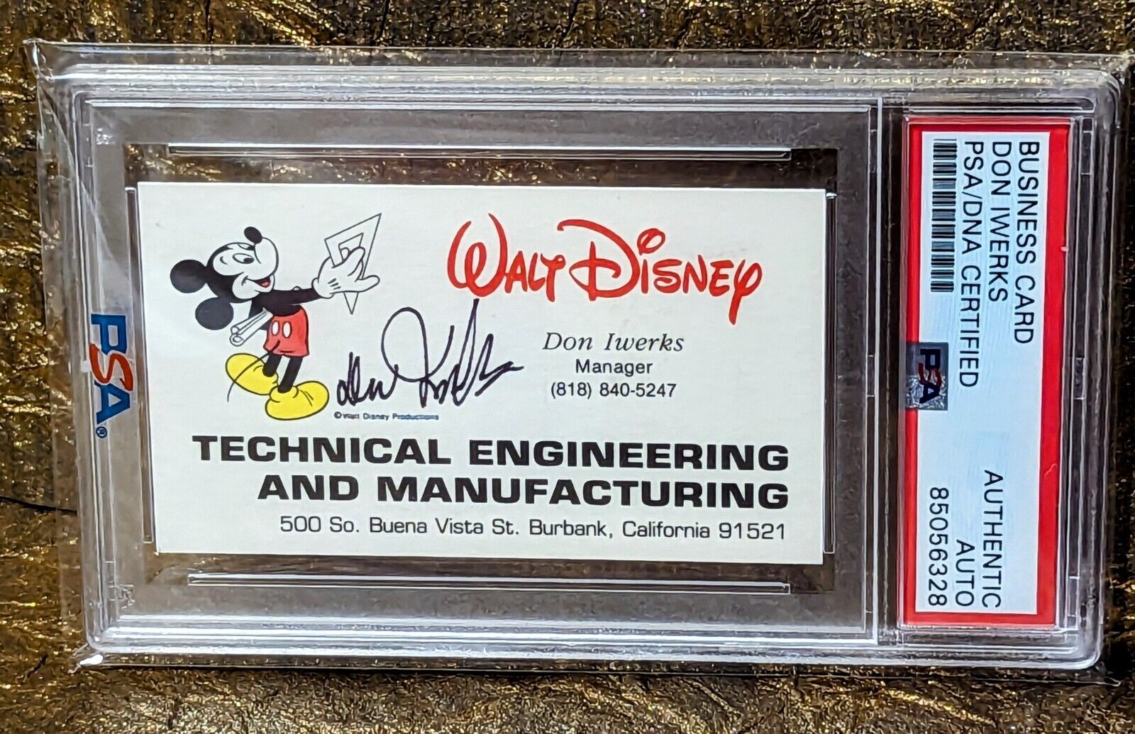Don Iwerks Autograph Walt Disney PSA Rare Red Mickey Signed Business Card