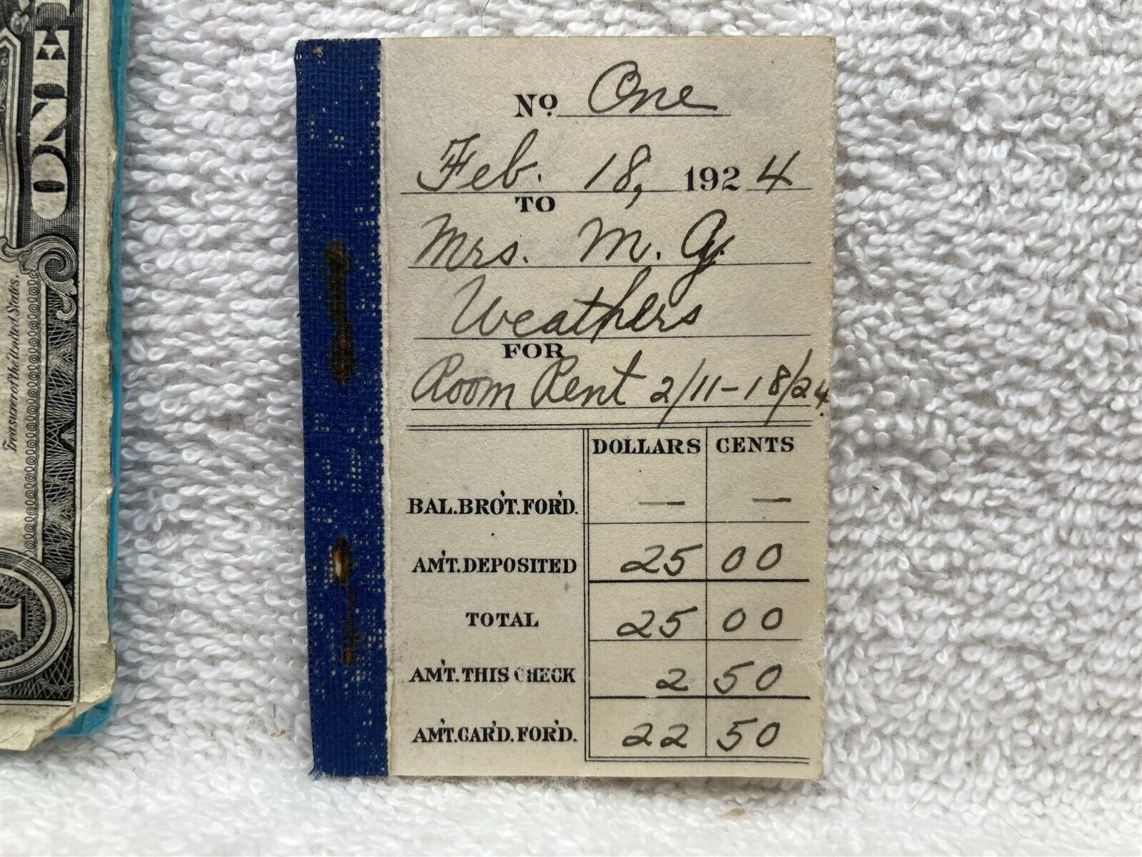 1924 Room Rent Booklet New York City Philadelphia Area Receipt  Vtg