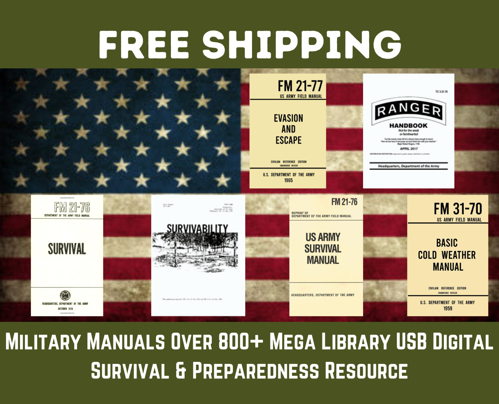 Military Manuals Survival 800+ Mega Library USB Digital Survival - 