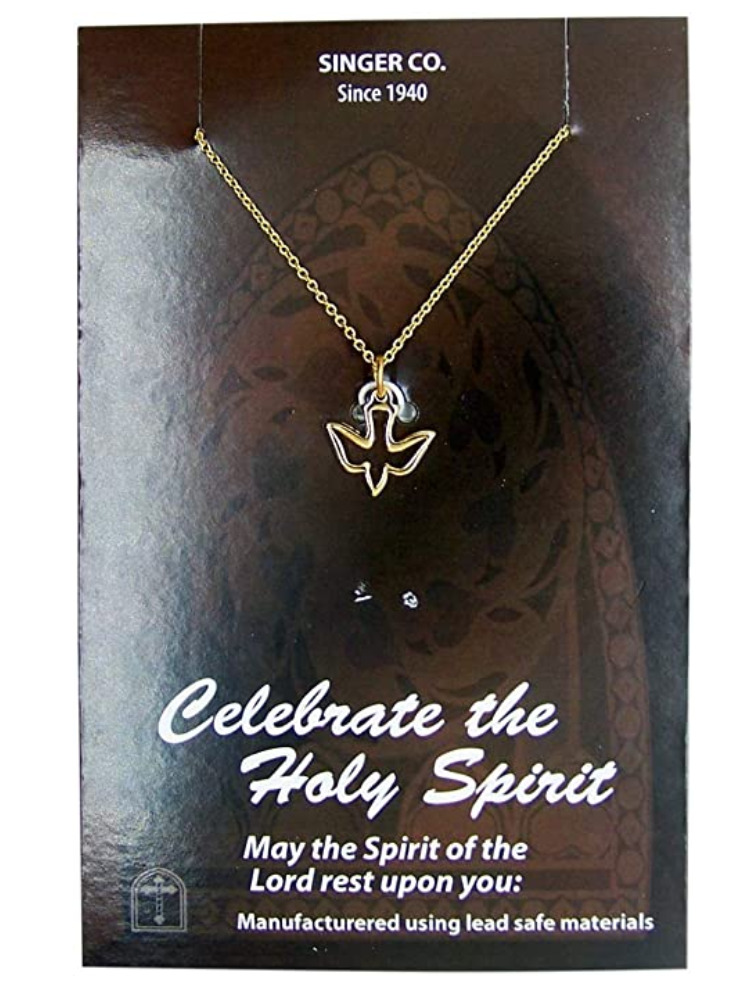 Gold Tone Celebrate The Holy Spirit Confirmation Dove Pendant Necklace, 1/2 In 