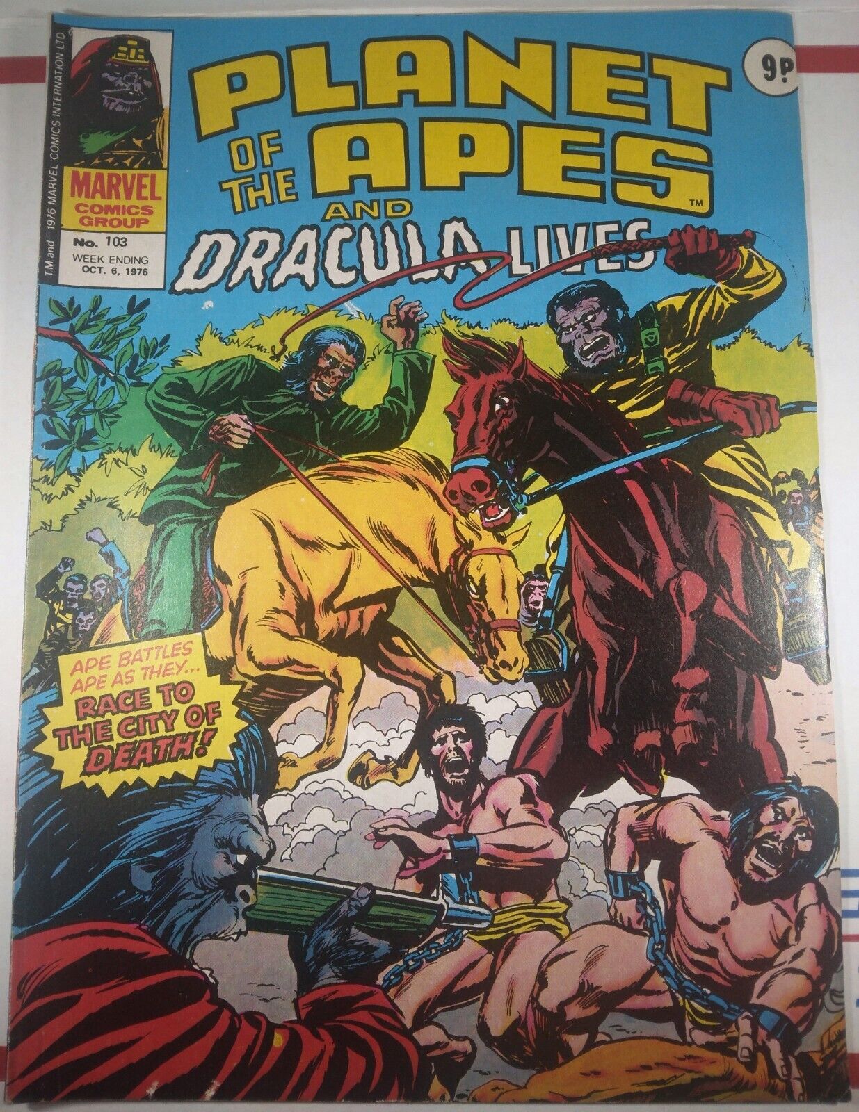 💥 PLANET OF THE APES AND DRACULA LIVES #103 MARVEL UK 1976 CAPTAIN BRITAIN 1