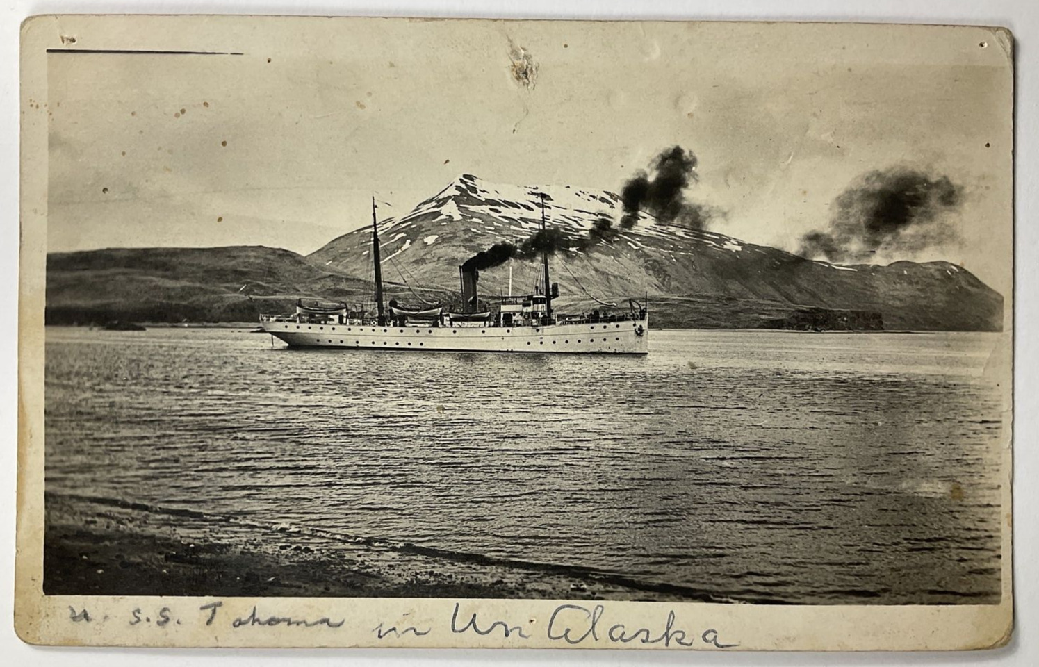 Ultra-Rare Early USRC Tahoma in Unalaska Alaska RPPC Real Photo Postcard