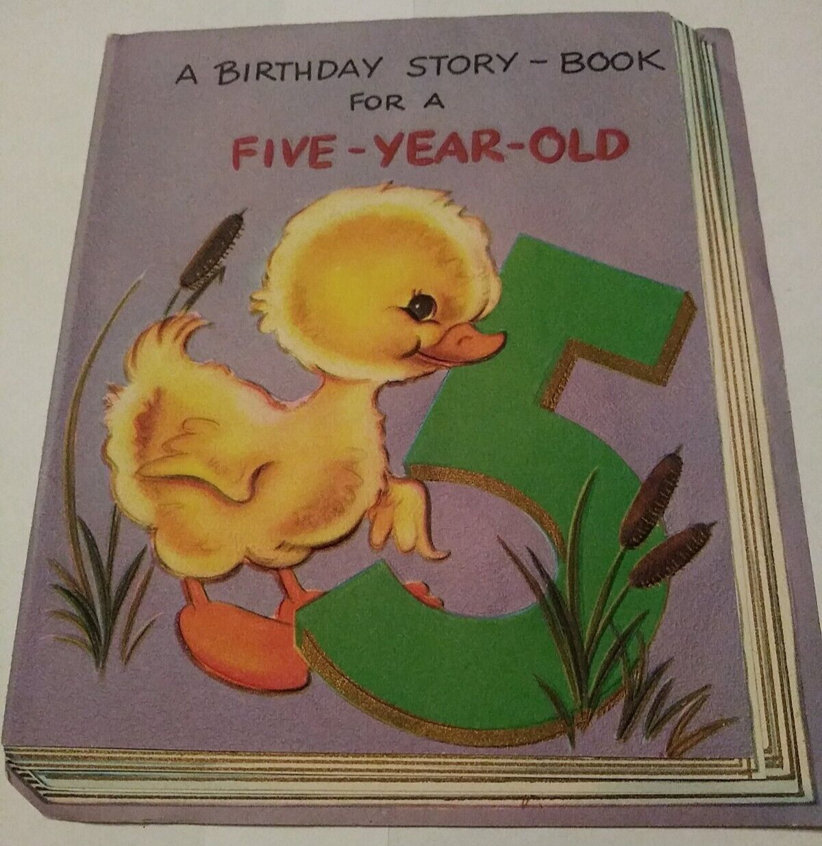 Greetings Inc Birthday 5 Year Old Duck Story Book Bluebird Greeting Card Vintage