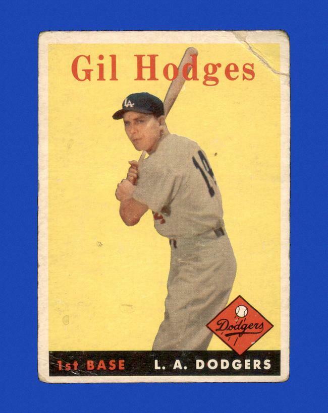 1958 Topps Set Break #162 Gil Hodges LOW GRADE (crease) *GMCARDS*