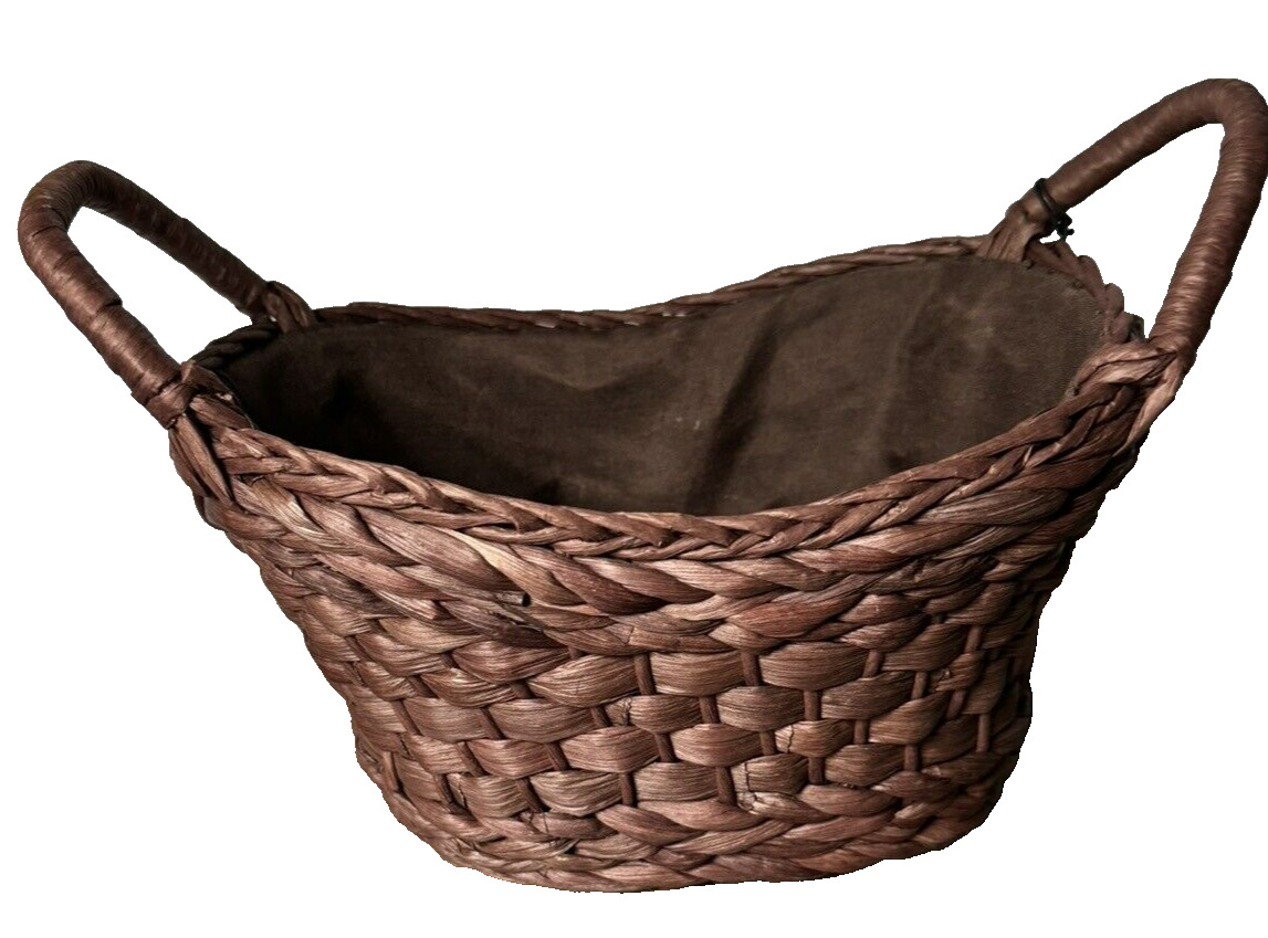 Yankee Candle Woven Wicker Basket 2 Handle Gift Basket Dark Brown Basket Only