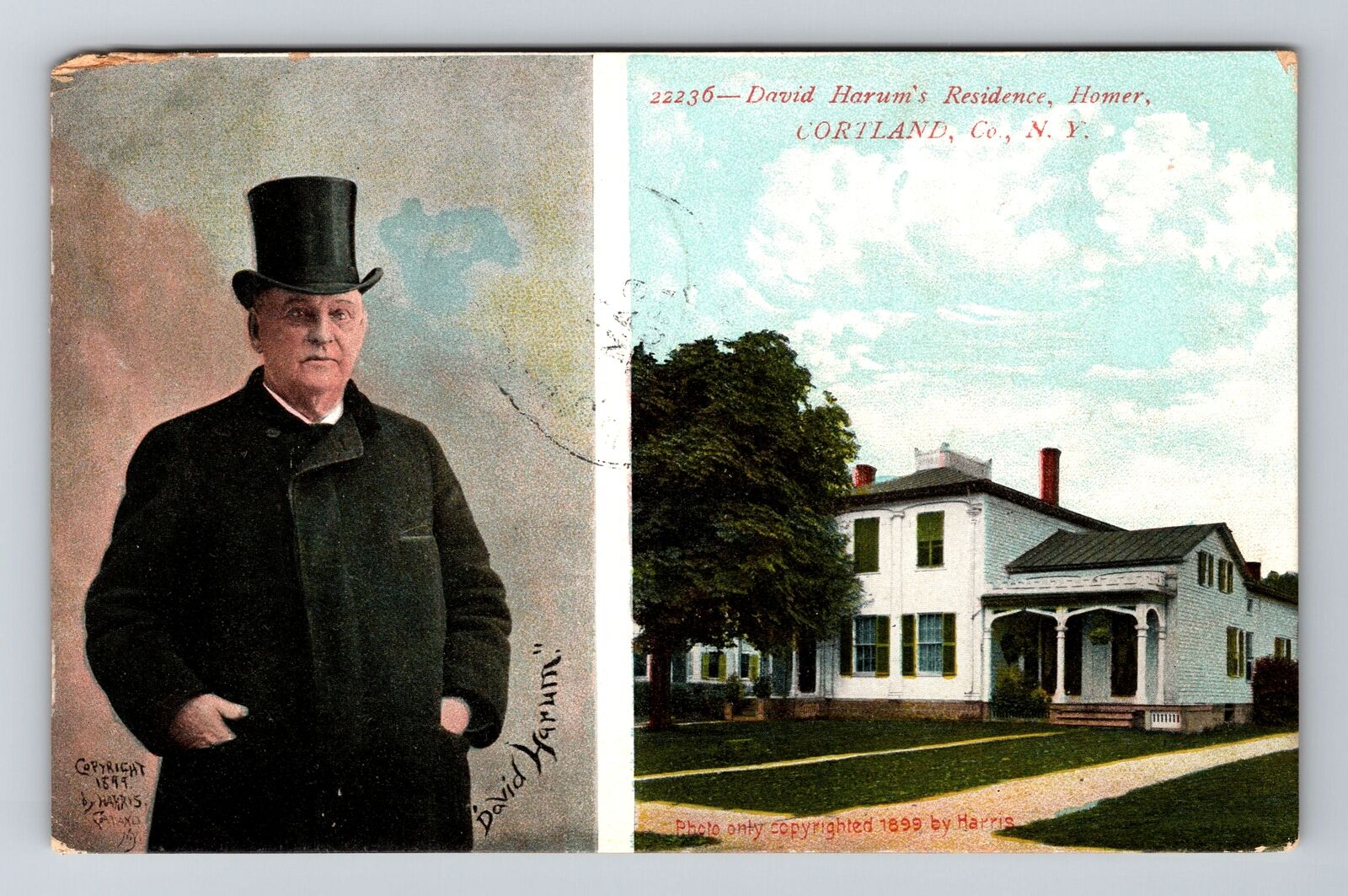 Cortland County NY-New York, David Harum\'s Home, Vintage c1907 Postcard