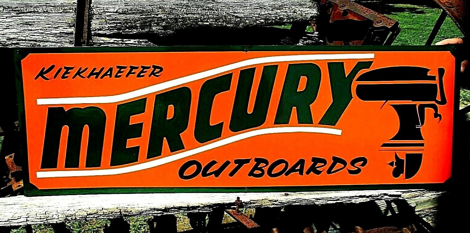 LG Vintage Hand Painted MERCURY OUTBOARD MOTORS Boat Marine Shop Dealership Sign