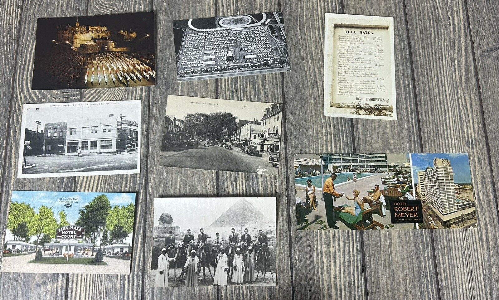 Vintage Set Of 8 Used Written Postcards Hotel Robert Meyer Toll Rates Park Plaza