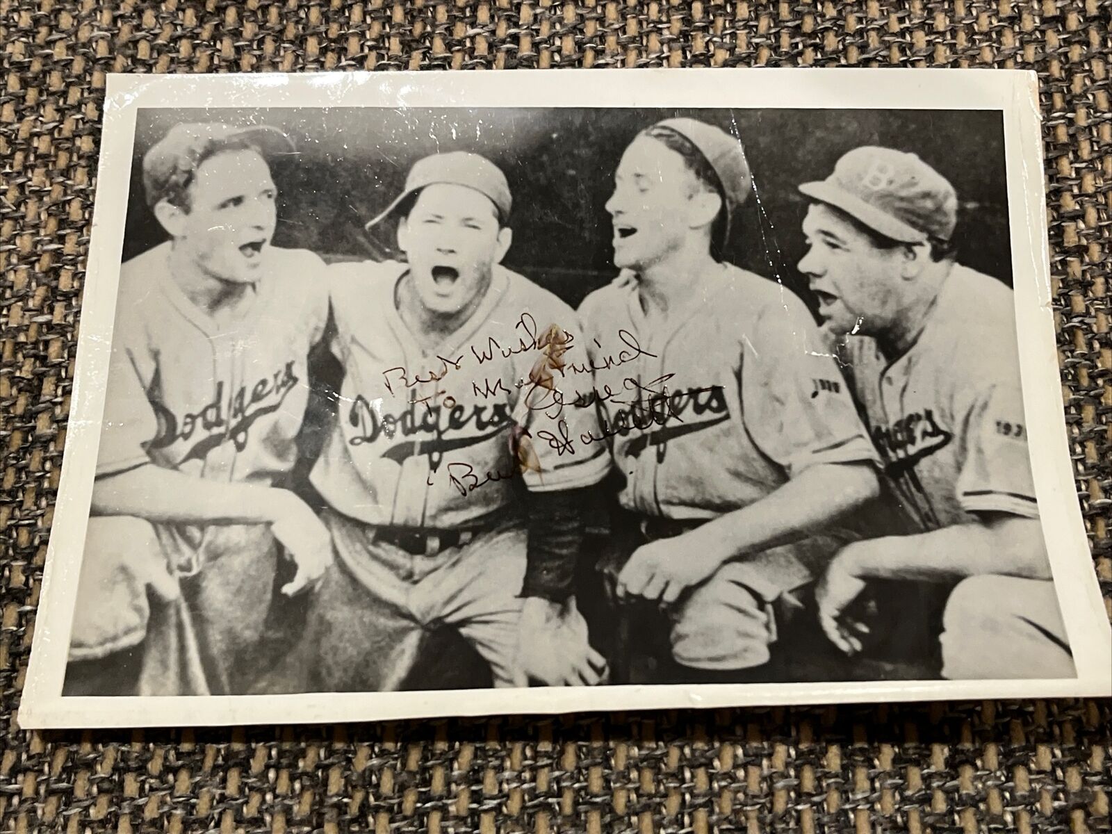 1938 Baseball Brooklyn Dodgers Coach Babe Ruth Bud Hassett Photo.