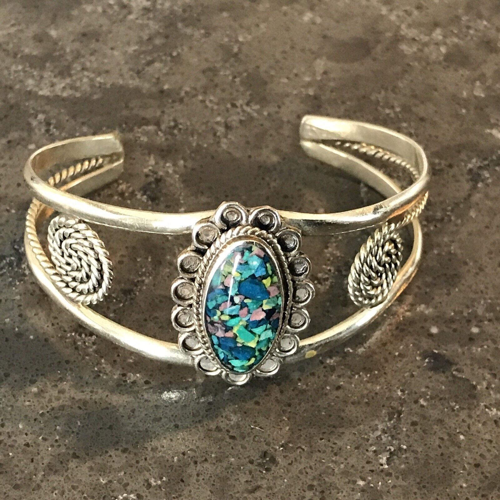Vintage Cuff Bracelet Native American Jewelry Silver Navajo Alpaca Mexico Rare