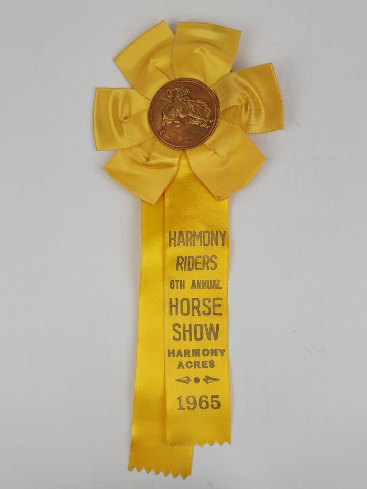 Vintage 1965 Harmony Riders 8th Annual HORSE SHOW YELLOW RIBBON Award