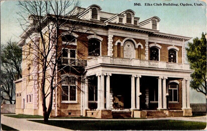 Vintage Postcard Elk\'s Club Building Ogden UT Utah                         G-519