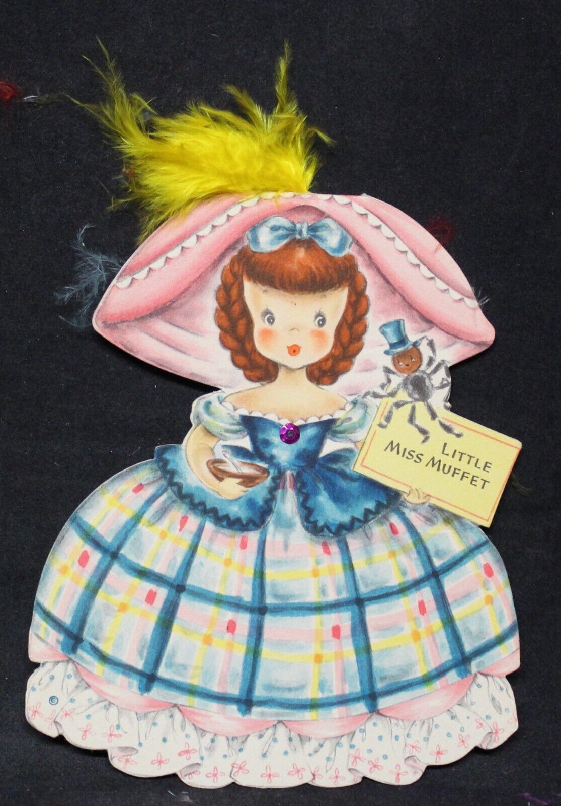 1947 Hallmark Doll Card Land Of Make Believe Series #6, Little Miss Muffet