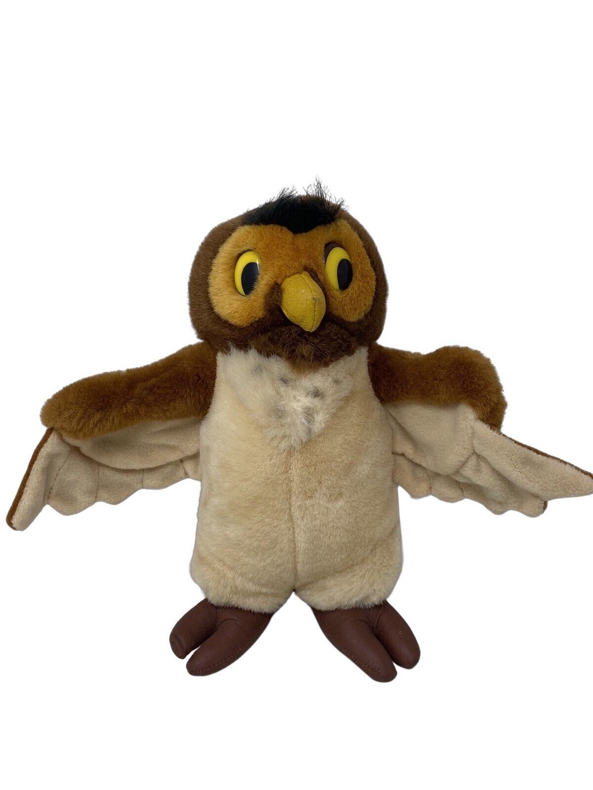 Vintage [1990s] Collectible Disney Store Owl Plush, Faux Leather Feet/Beak
