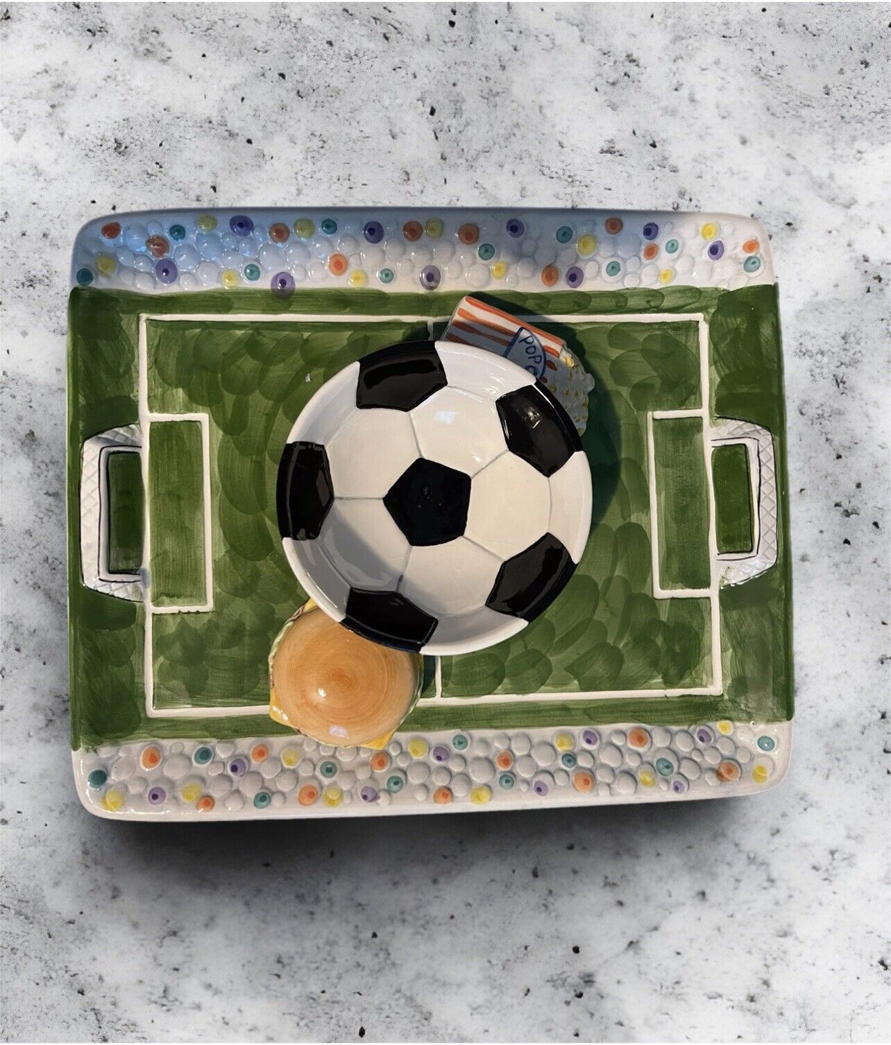 Vintage Soccer Field Chip and Dip Platter  by World Bazaars Inc