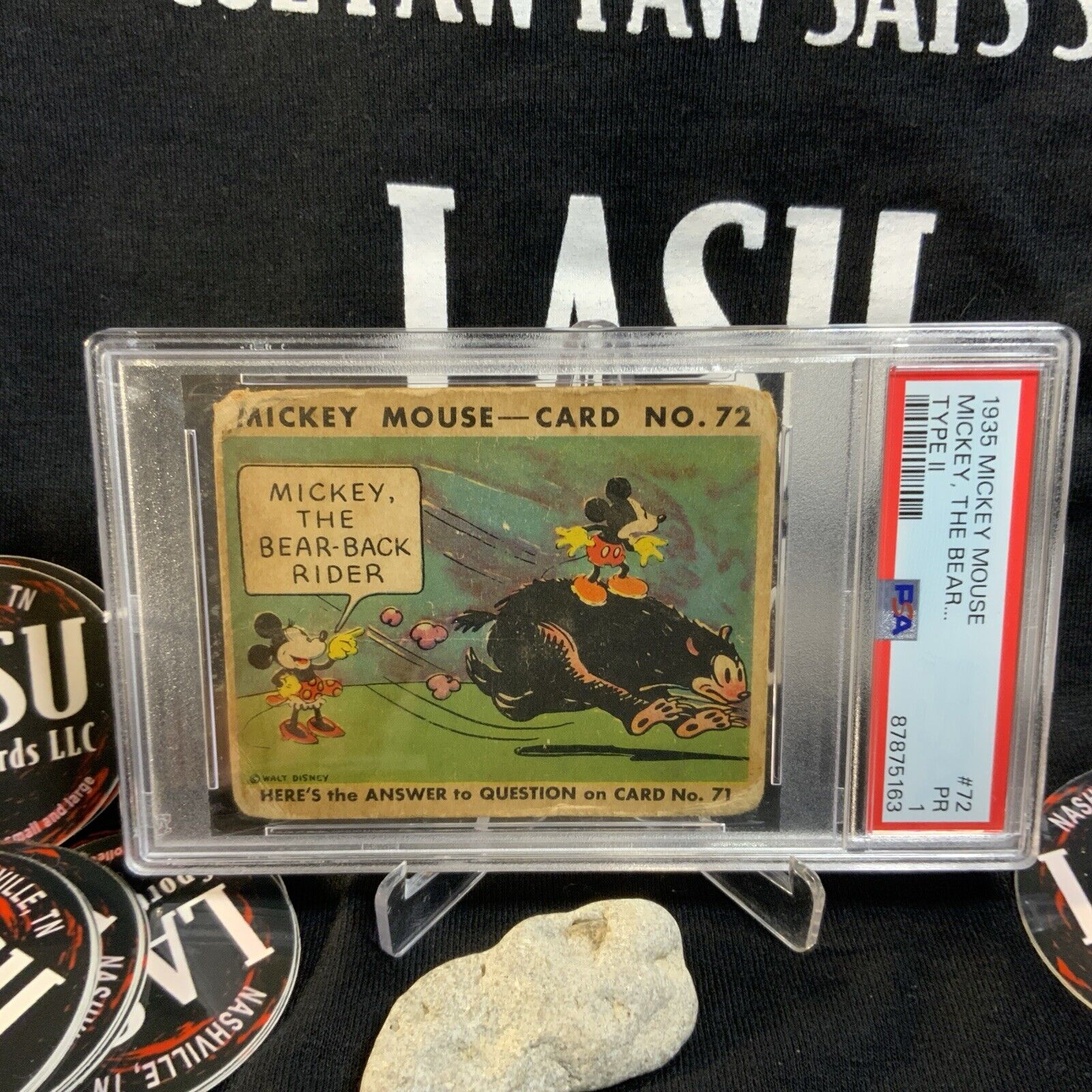 RARE 1935 Mickey Mouse Gum Card Type II #72 MICKEY the BEAR .... PSA 1