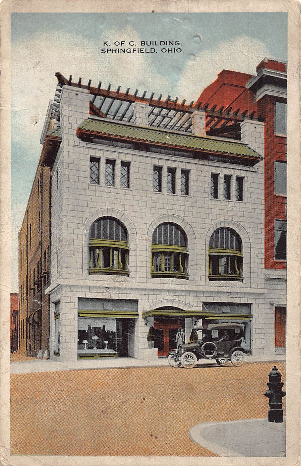 J91/ Springfield Ohio Postcard c1910 K of C Building Knights Columbus 189
