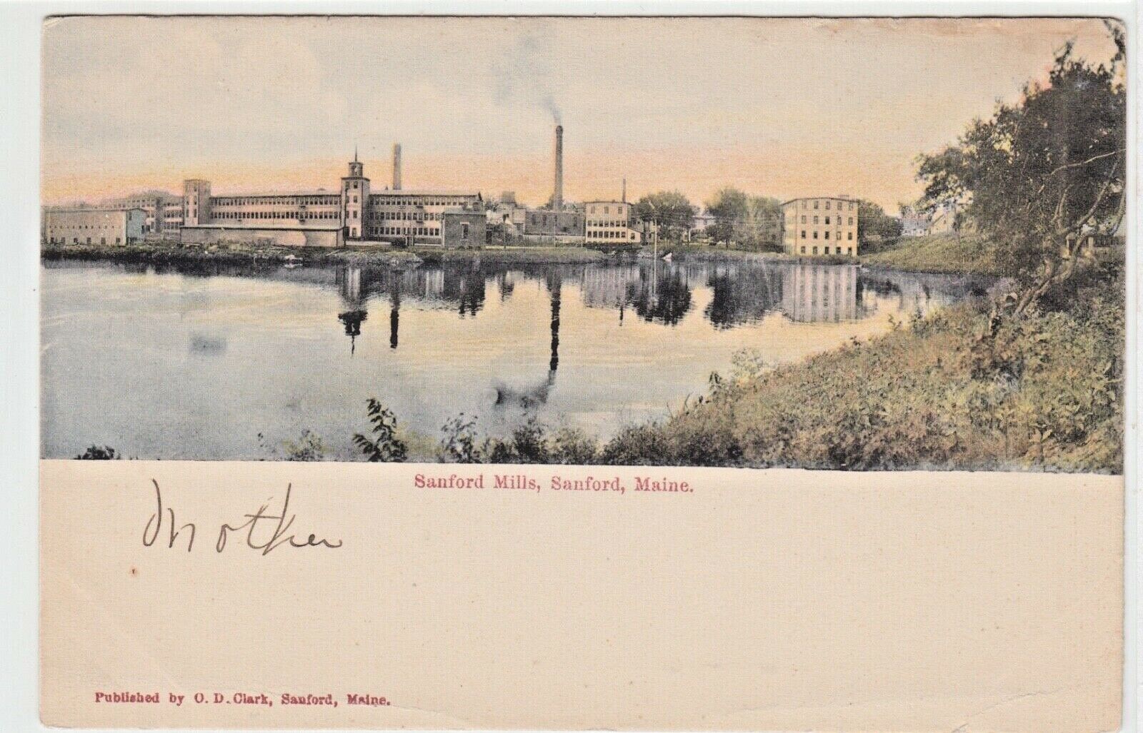 Sanford Maine ME Mills Vintage Postcard Industrial Grist Saw Mousam River UDB