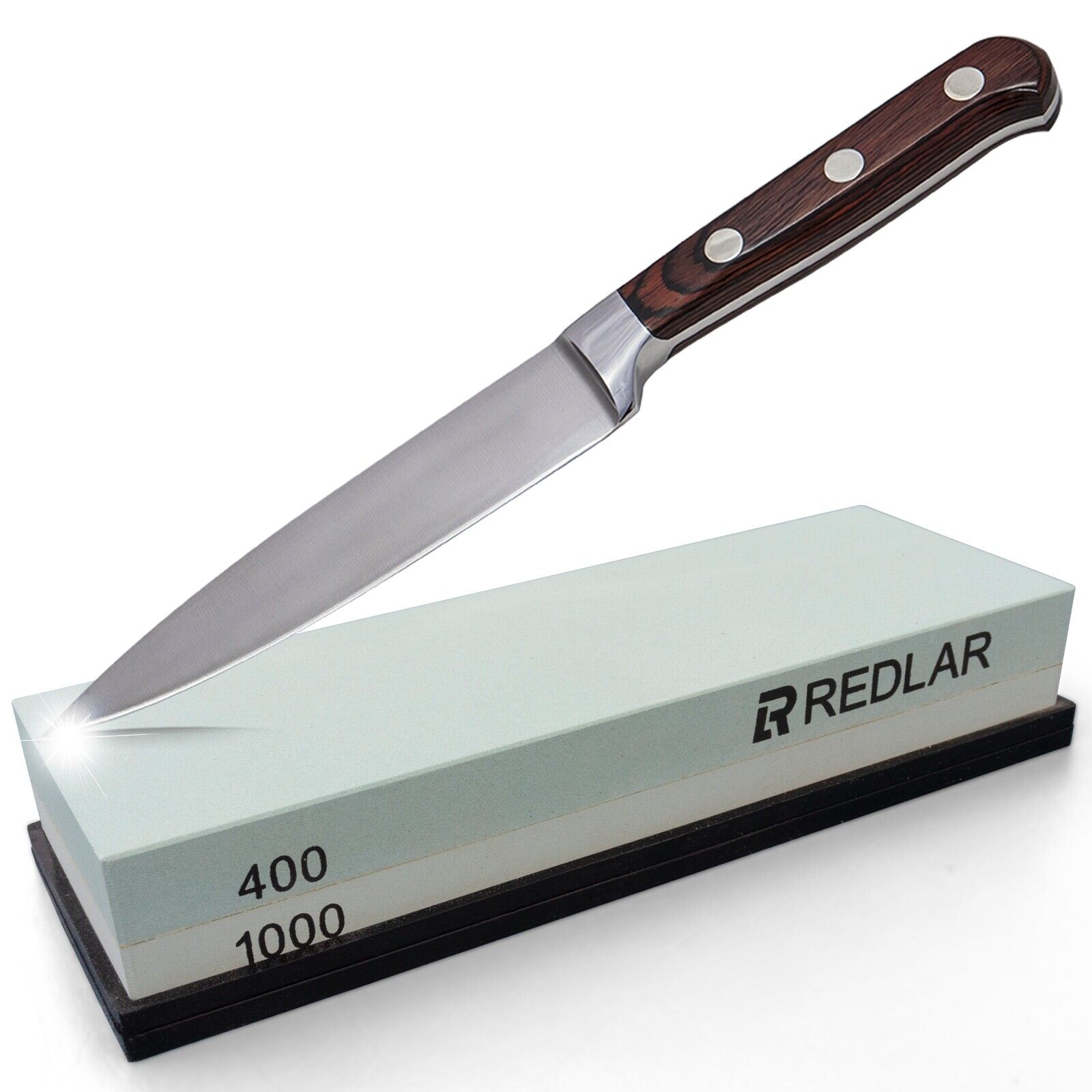 RedLar Whetstone Knife Sharpening Stone 400/1000 Grit 2 Sided Waterstone 