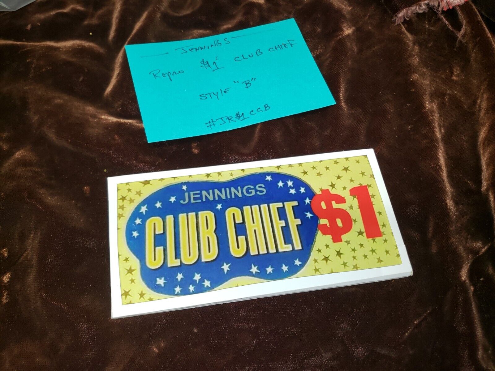 JENNINGS REPRO GLASS JENNINGS CLUB CHIEF $1.00 TOP MARQUEE REPRO #JR$1CCB \