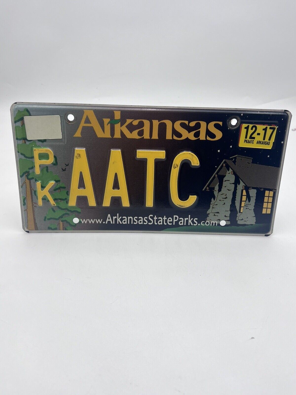 Arkansas License Plate Vanity Tag Sign Razorback State Park Cabin Forrest AATC