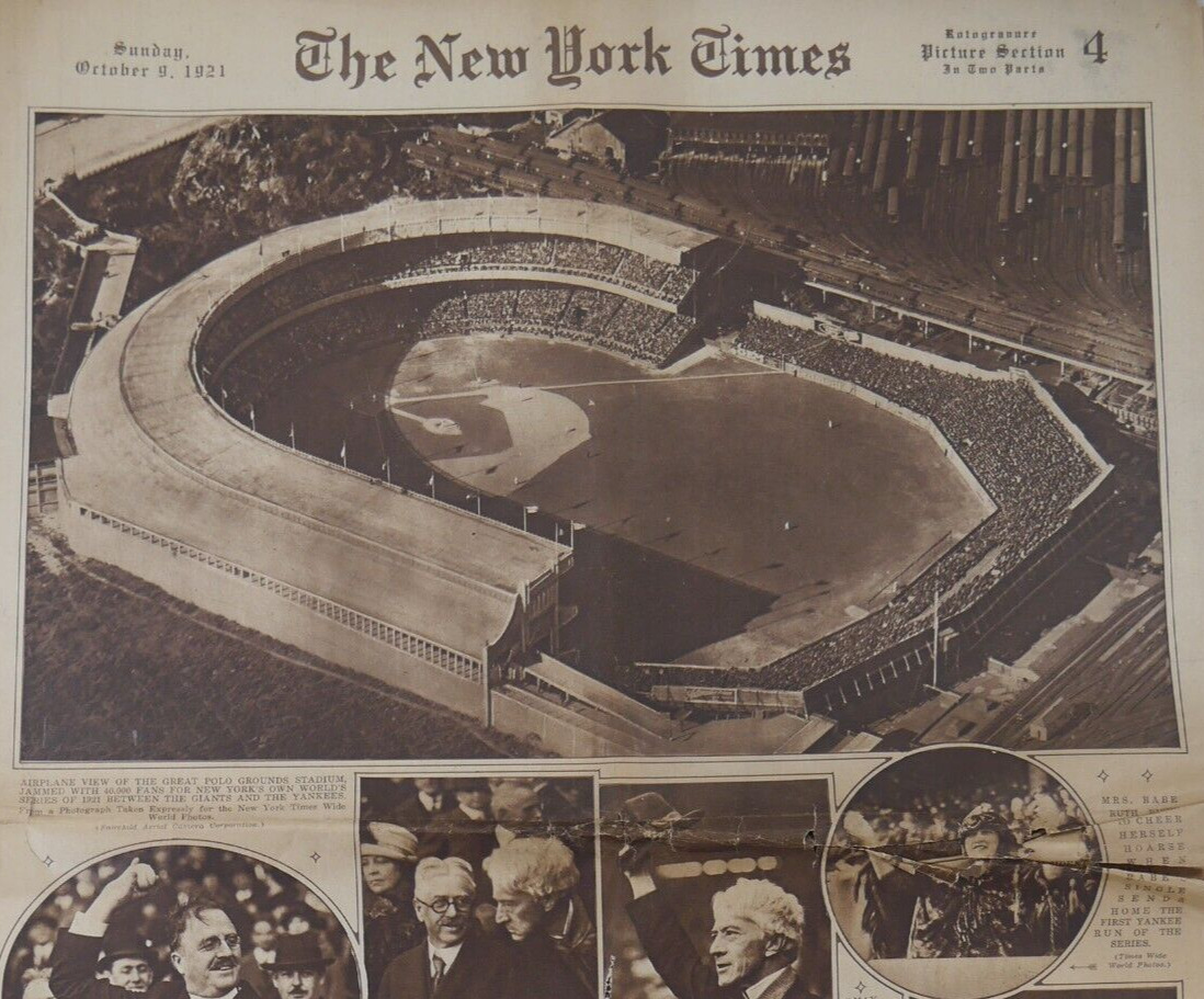 1921 New York Times WORLD SERIES Yankees Giants Baseball JOHN MACREADY Post War