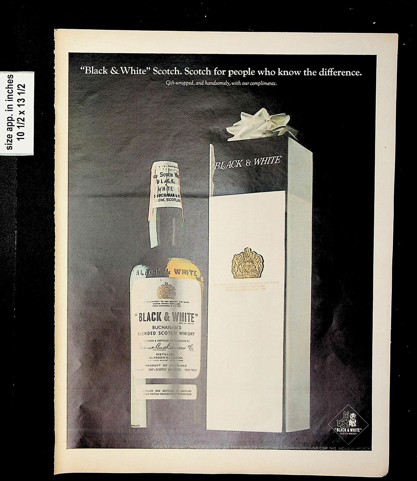 1967 Black & White Whiskey Buchanan\'s Vintage Print Ad 19356