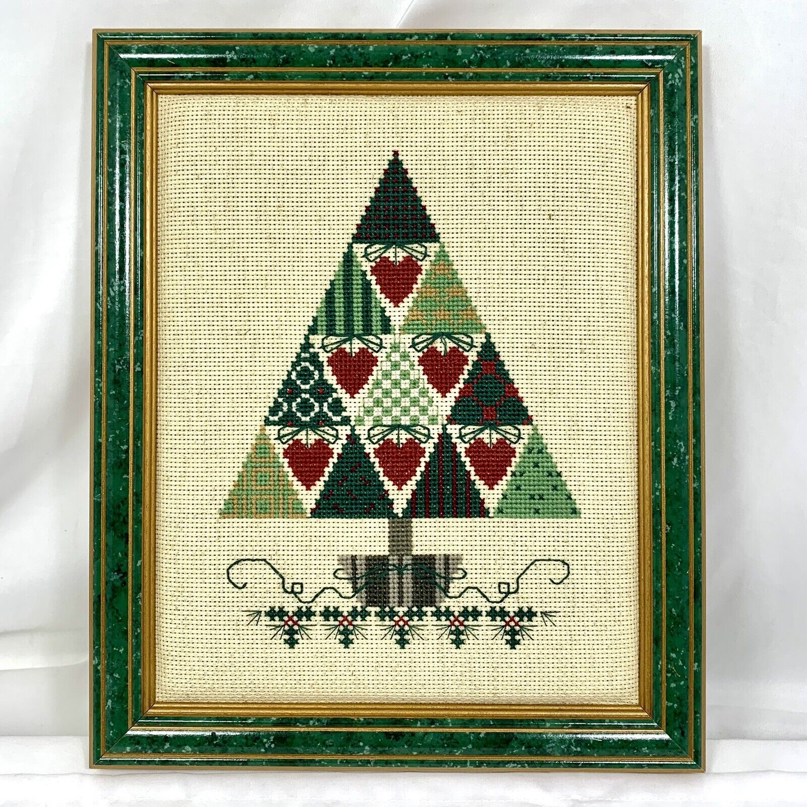 Christmas Tree & Hearts THE CRICKET COLLECTION Hand Made Cross Stitch - Complete