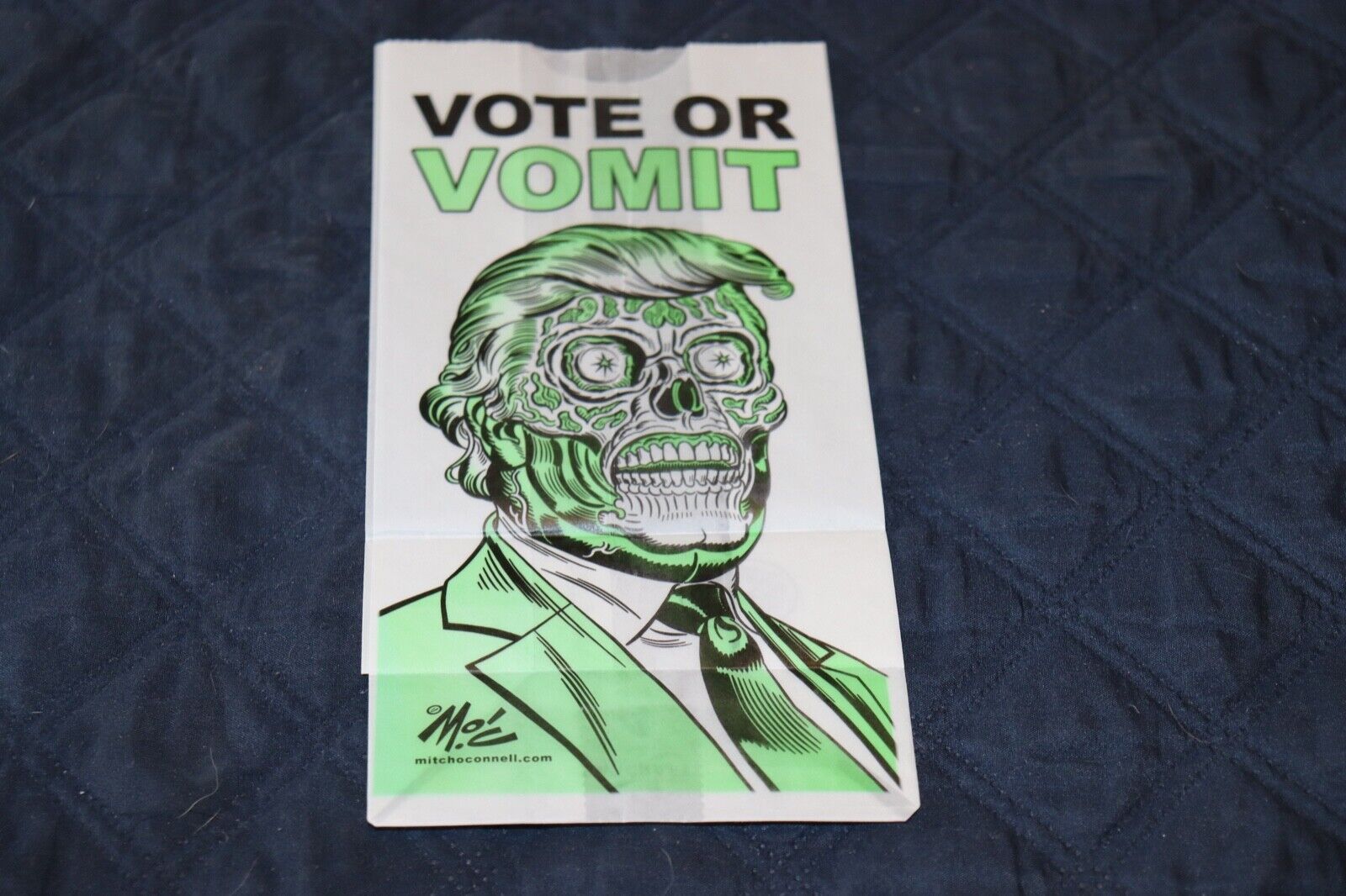 Vote or Vomit - Mitch O\' Connell Artist Puke Airline Bag THEY LIVE Parody Trump