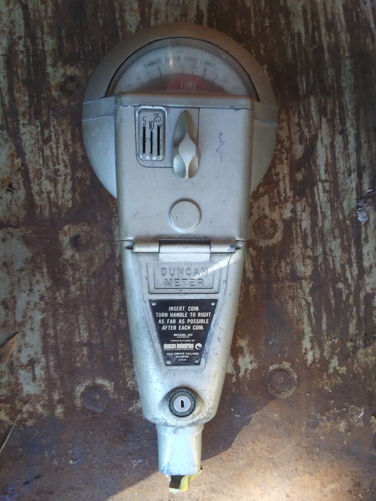Vintage Duncan Parking Meter Working, Duncan 60 With Key. Unrestored.