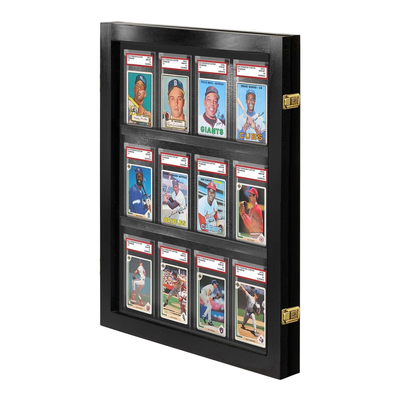 Baseball Card Display Graded Card Display Case Black Holds 12 PSA Graded Cards