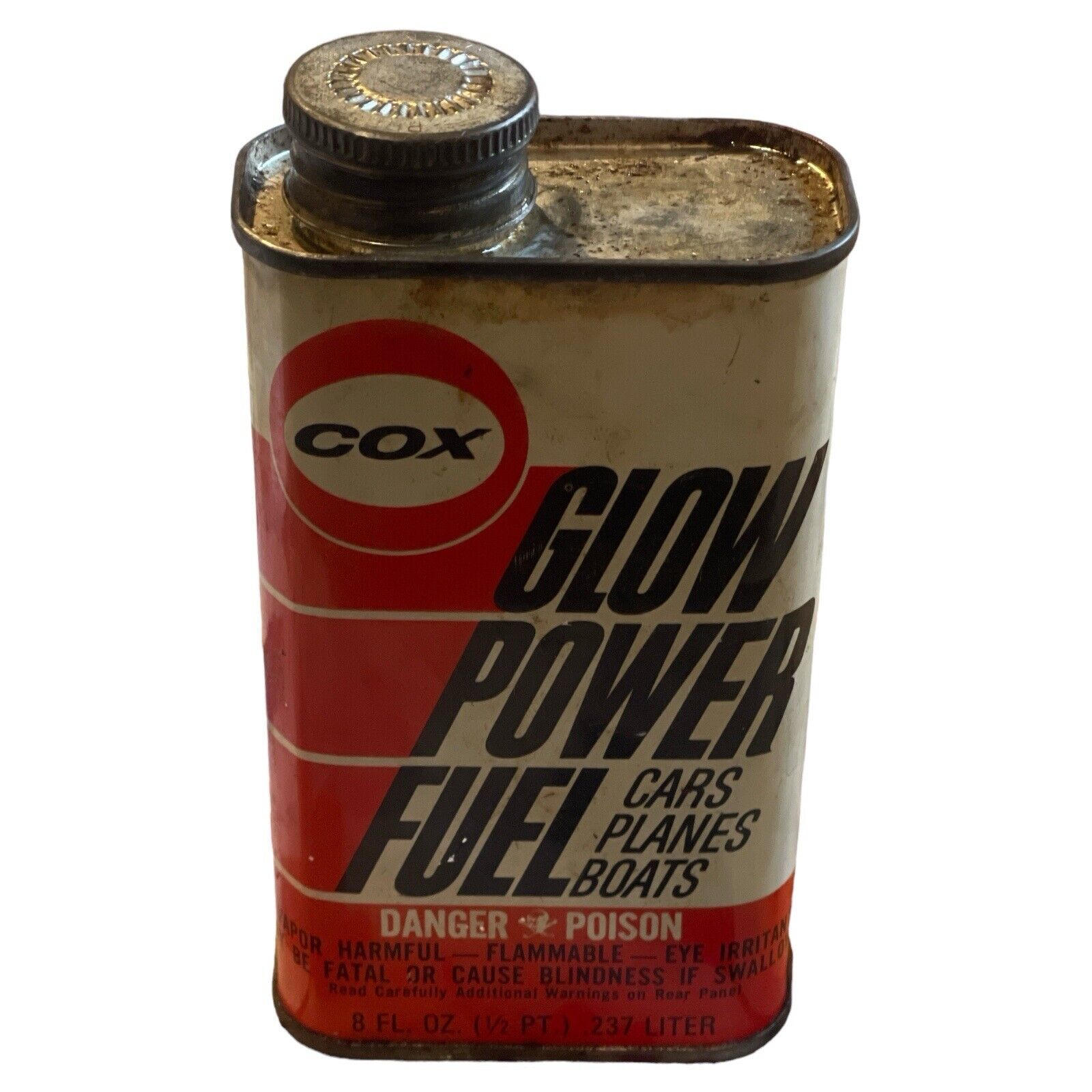 Vintage 1970’s COX Glow Power Fuel 8 Ounce Can 15% Remains
