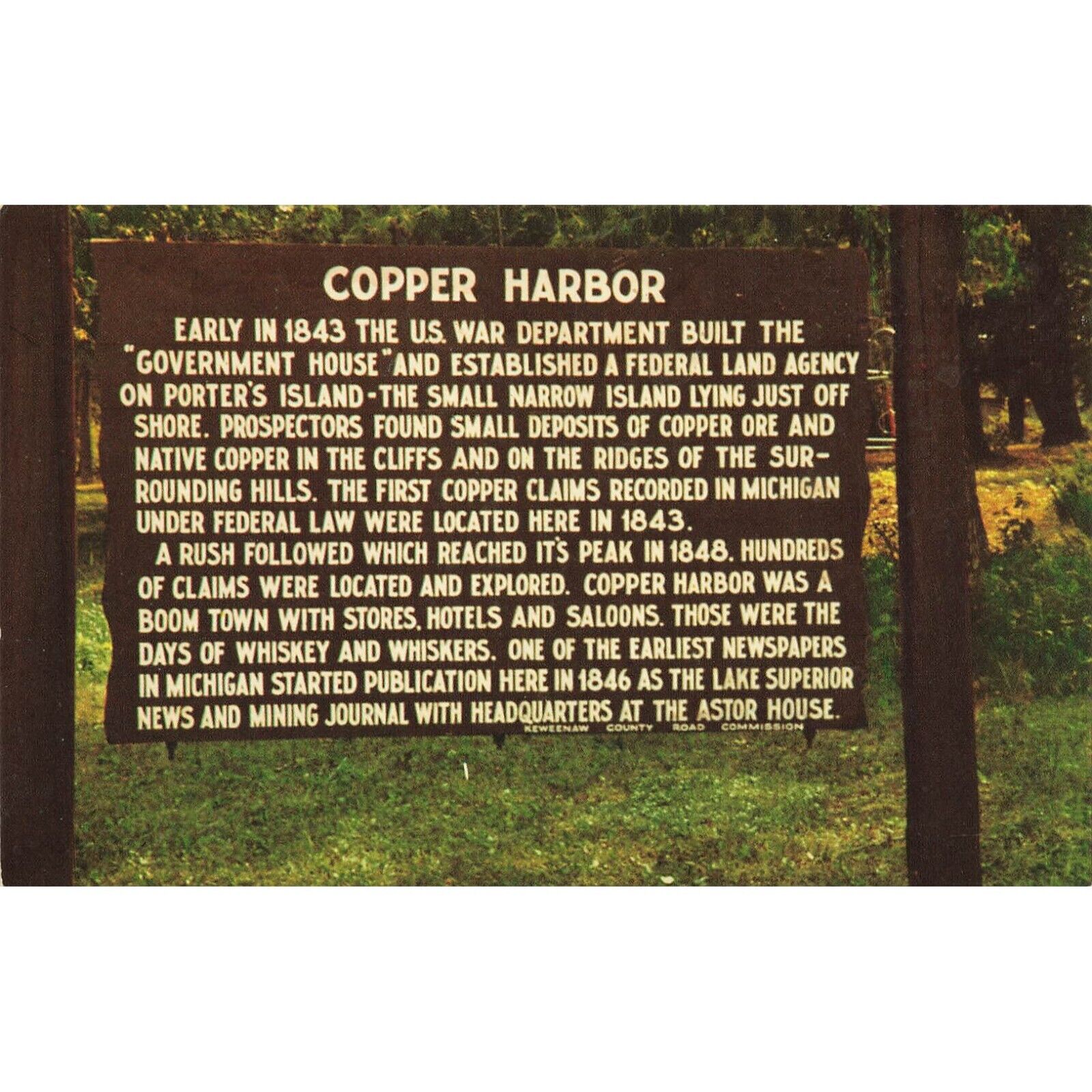 Postcard The Copper Harbor Story Vintage Chrome Unposted 1939-1970s