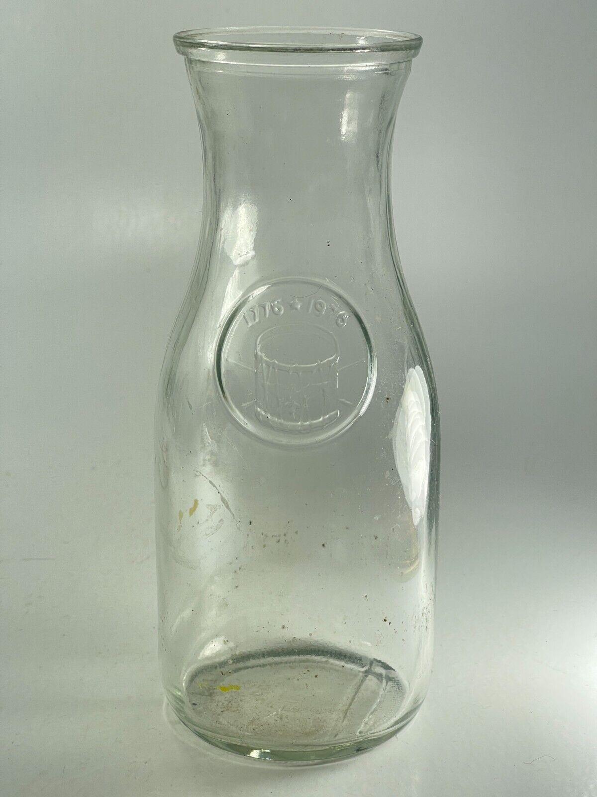 Vintage Anchor Hocking Glass Bicentennial 1776-1976 Milk Bottle Colonial Drum
