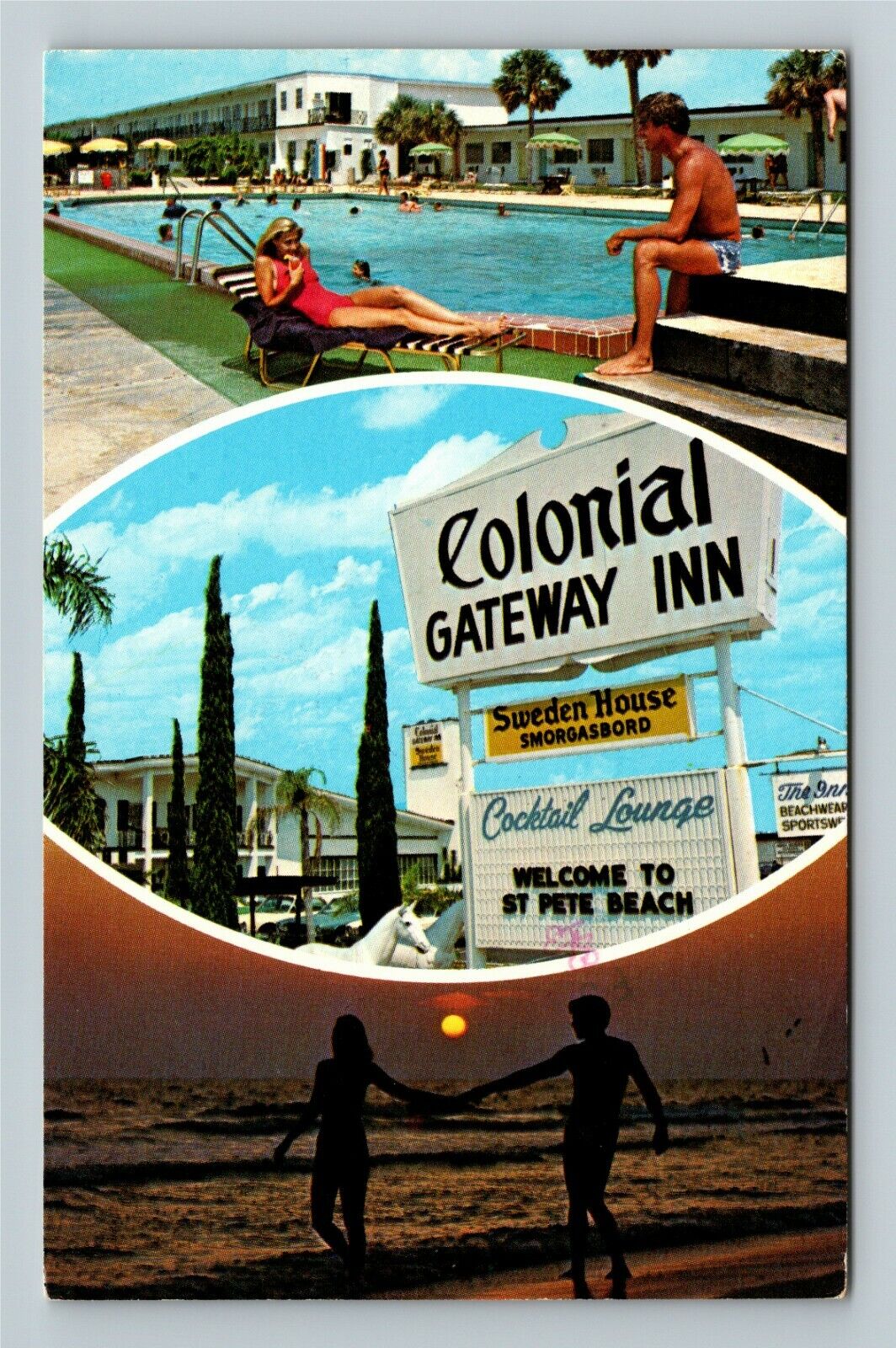 St Pete Beach FL-Florida, Colonial Gateway Inn Antique Vintage Souvenir Postcard