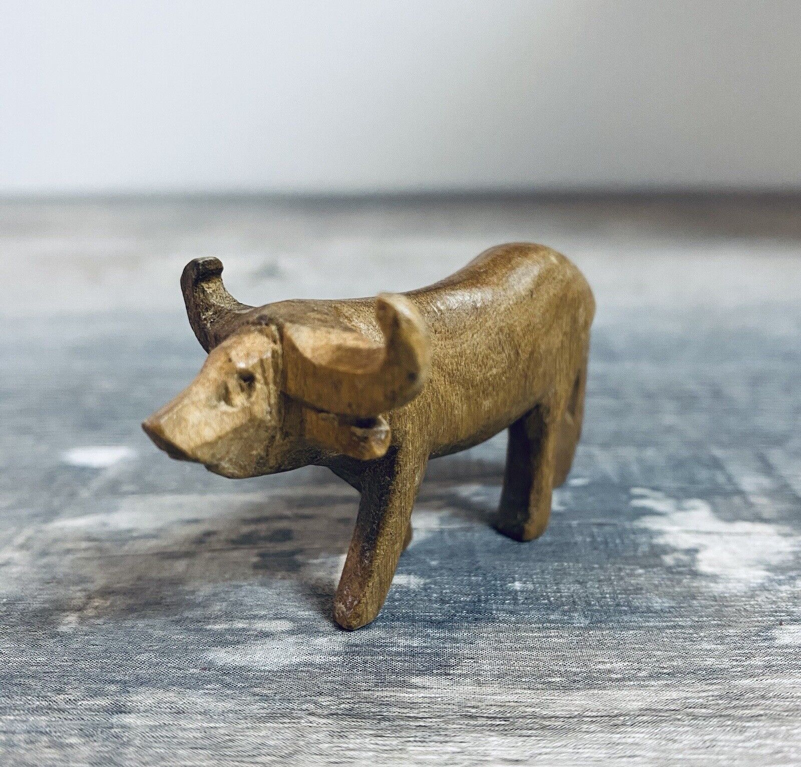 Vintage Miniature Wooden Carved Water Buffalo