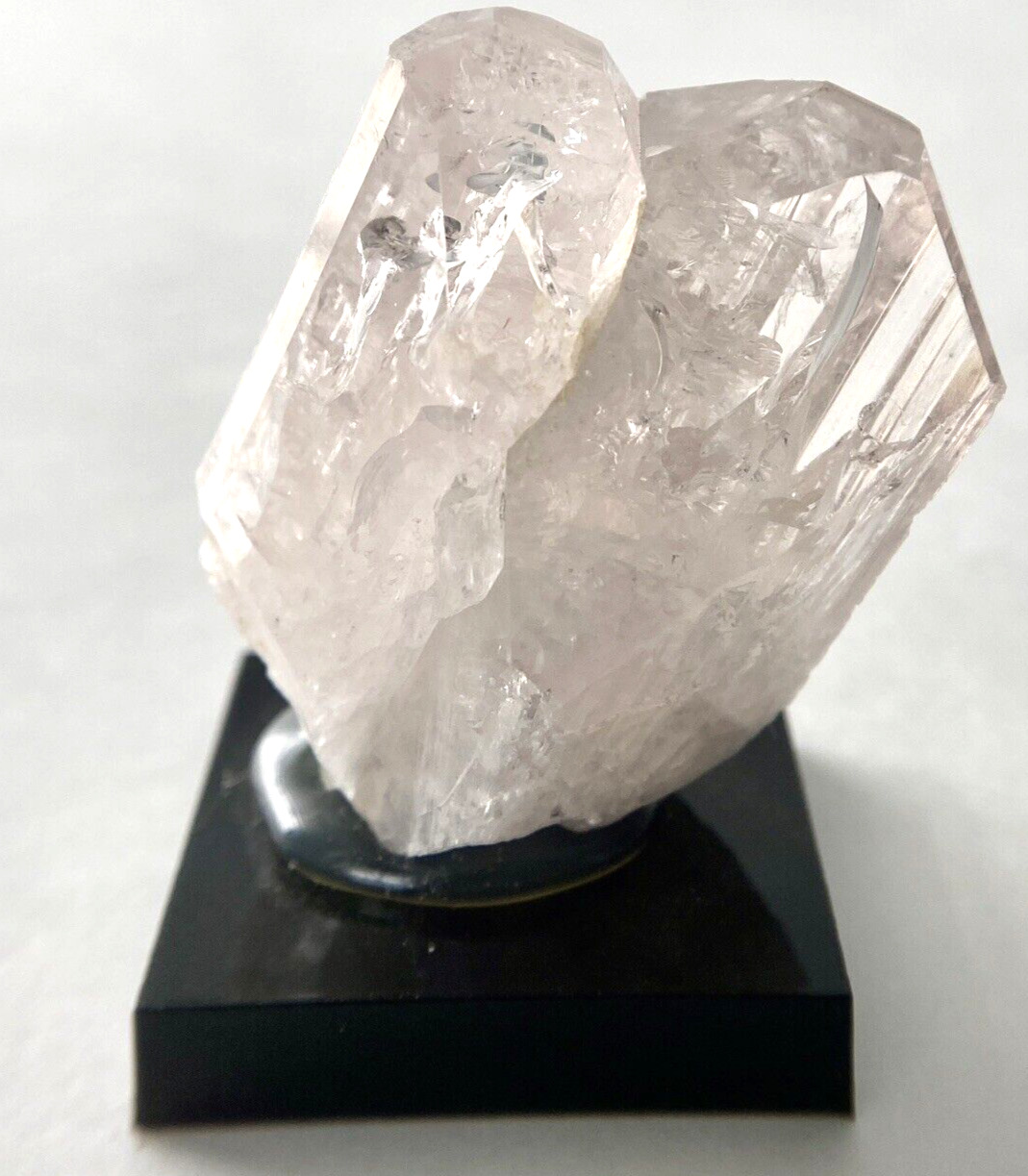Danburite Very Light Pink Partially Gemmy Crystals from Mexico Mounted on Stand