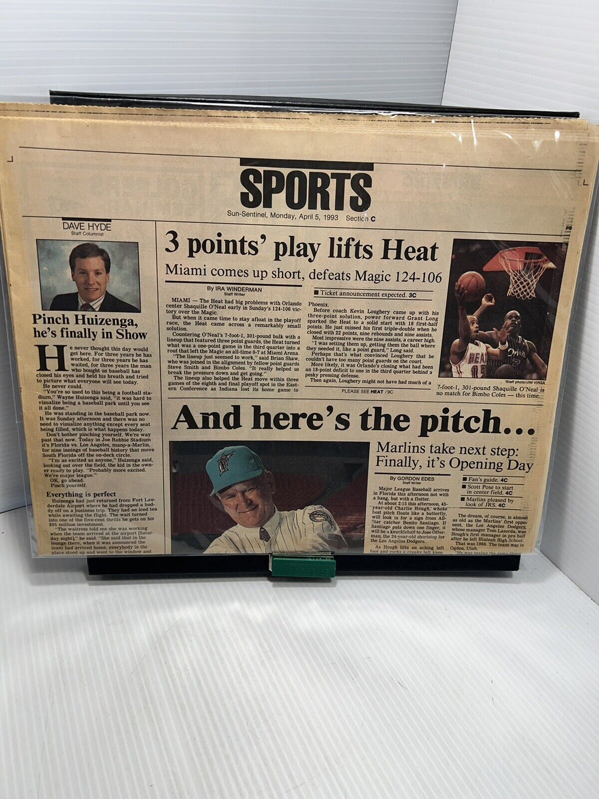 Florida Marlins Inaugural 1993 Newspaper - Sports Section “C” Excellent Cond