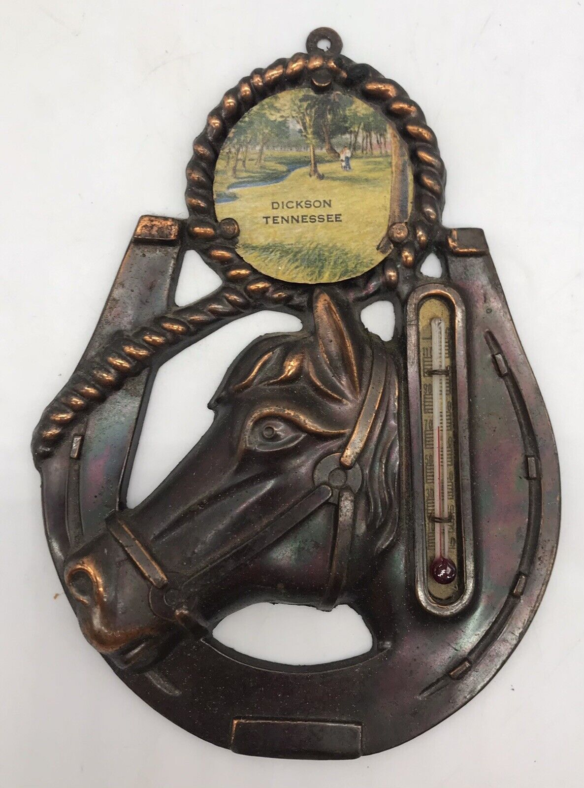 VINTAGE DICKSON TENNESSEE WALL HANGER HORSE THERMOMETER 