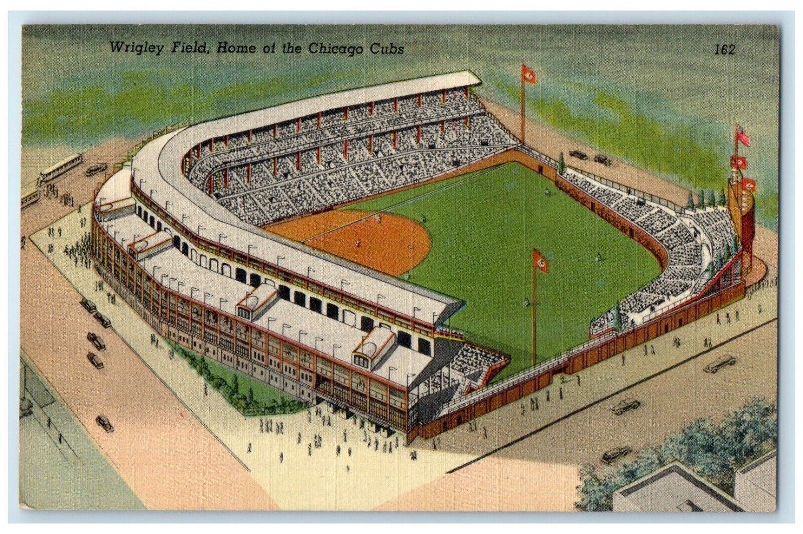 c1940 Aerial View Wrigley Field Home Chicago Cubs Illinois IL Unposted Postcard