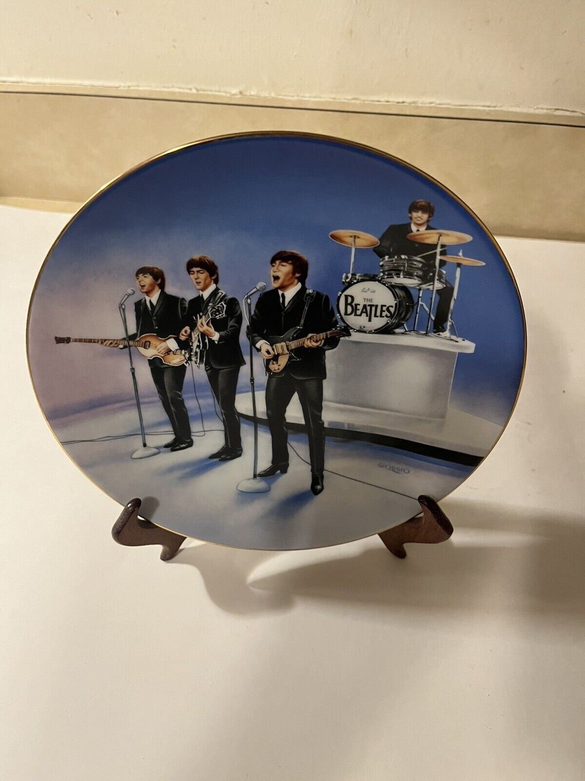 The Beatles Live In Concert Bradford Exchange DELPHI Plate With Stand