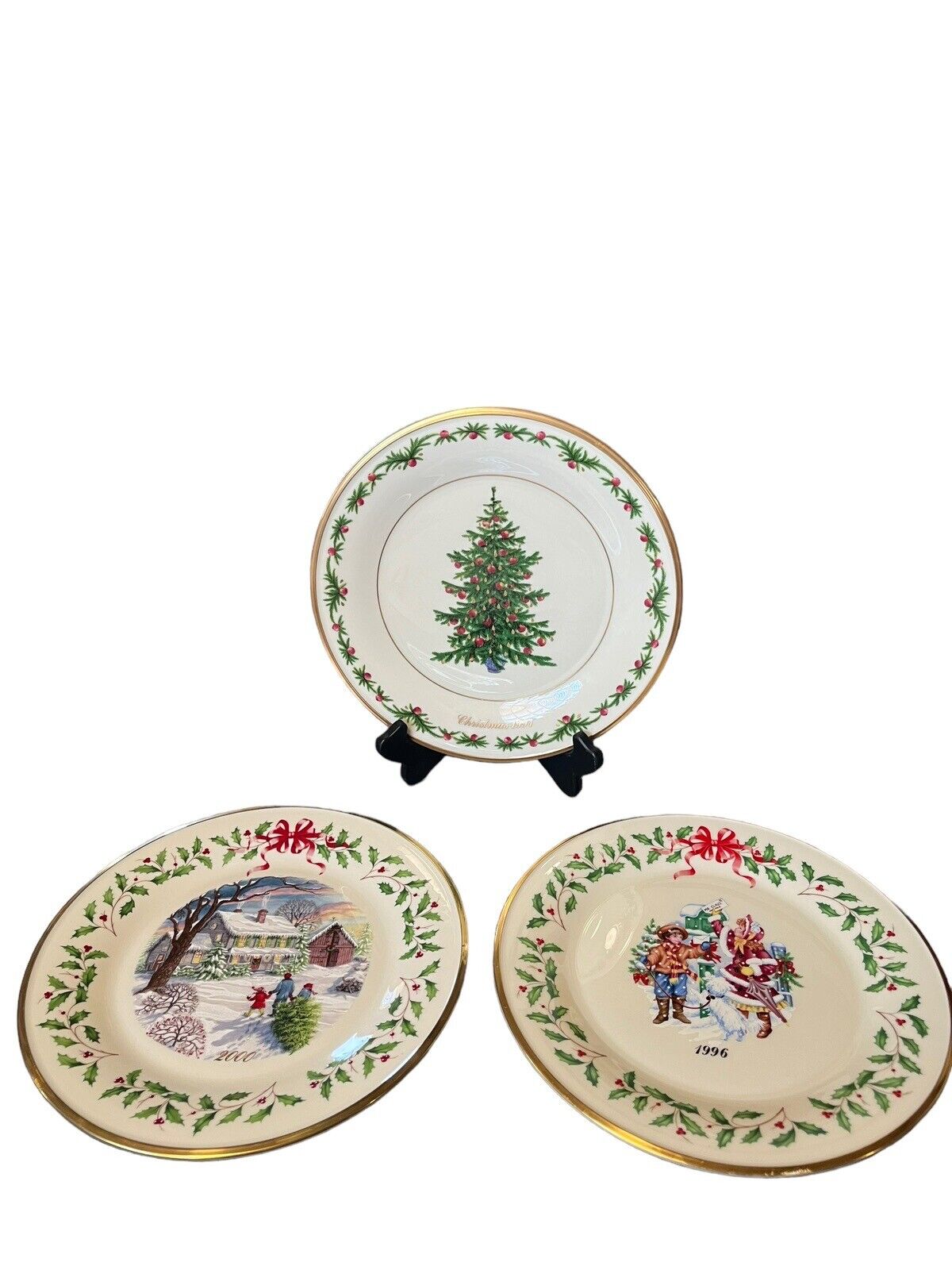 Set Of 3 Lenox Annual Holiday Collector Plates- 1991 1996 2000
