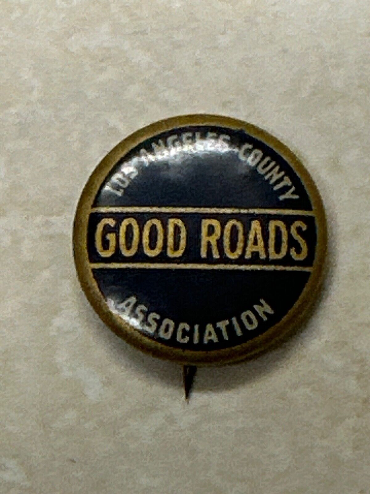 1890's LOS ANGELES COUNTY GOOD ROADS ASSN. Bicycle pinback button cycling
