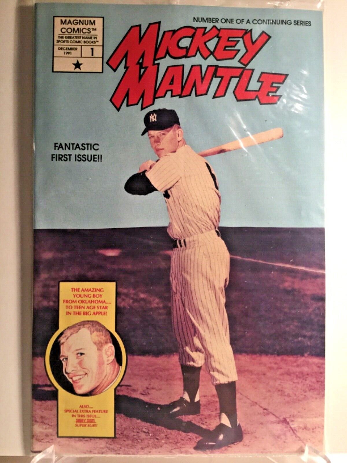 1991 MICKEY MANTLE COMIC 1ST ISSUE WITH BASEBALL POSTCARDS FACTORY WRAPPING 