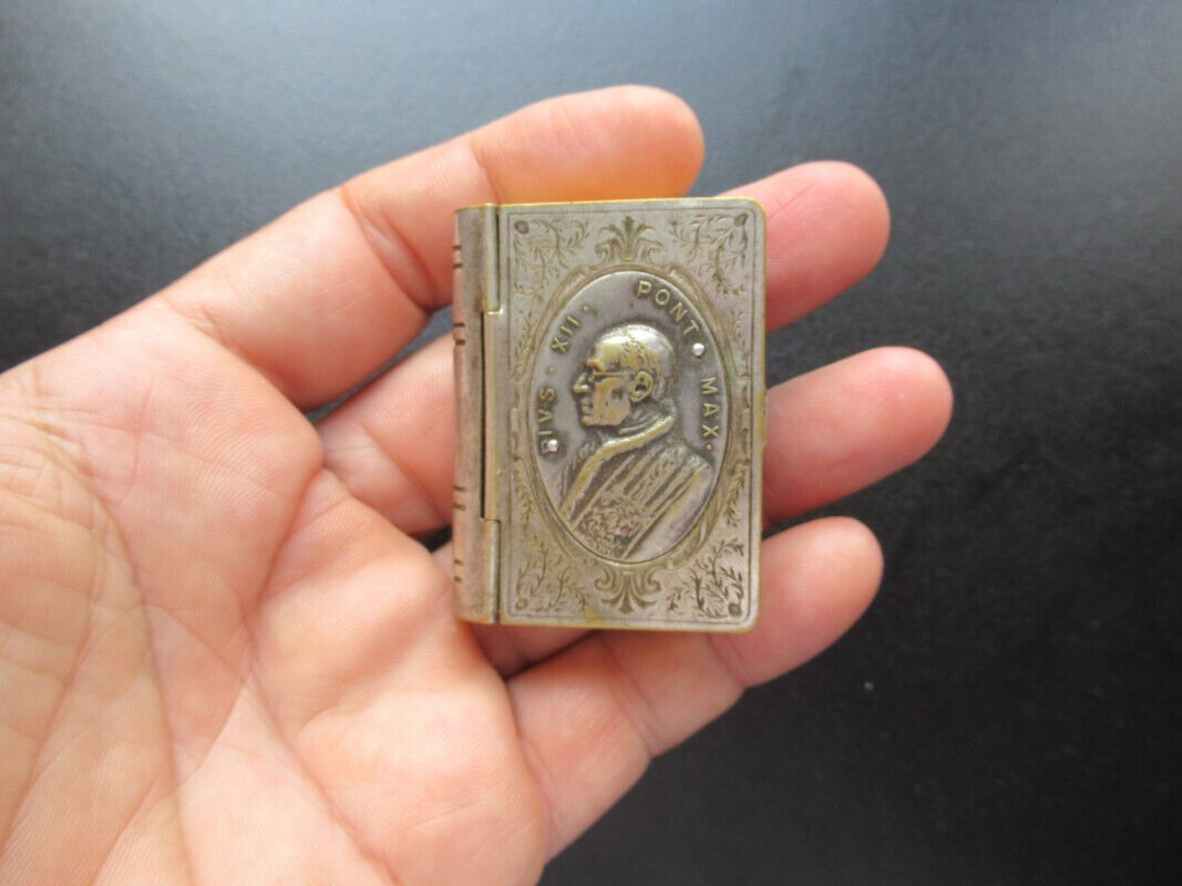 Pivs XII Pont Max Christian Christ Pope Vintage Silver Rosary Box Roma Italy