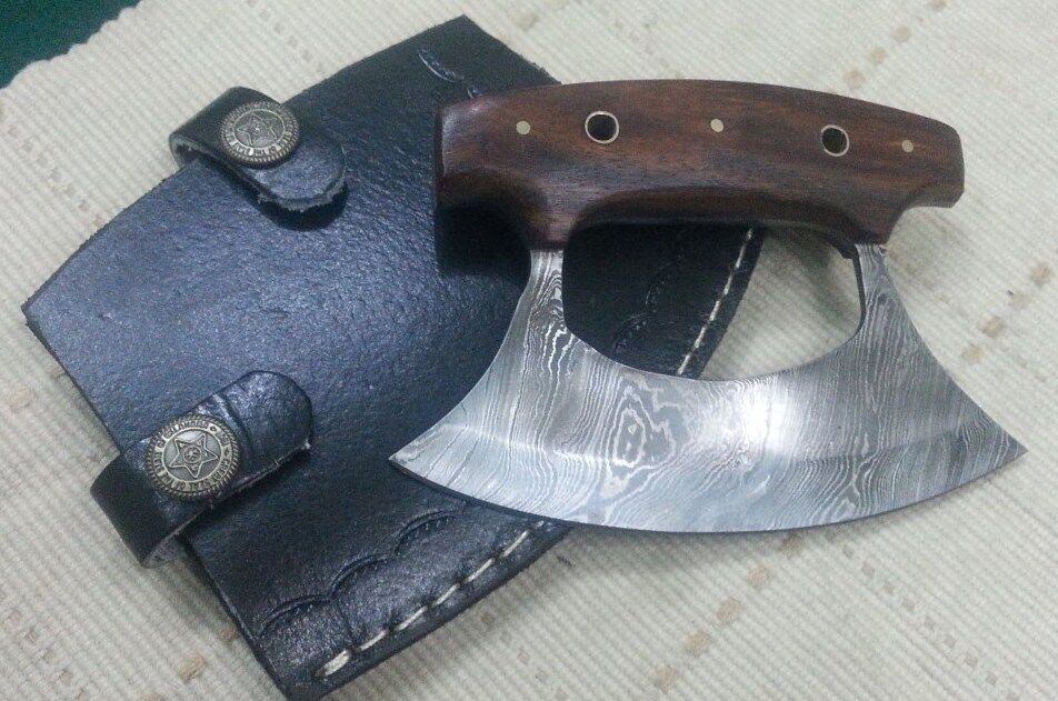 Custom hand made Knife King\' s Damascus Steel Sharp ULU knife, Kitchen use, Chef