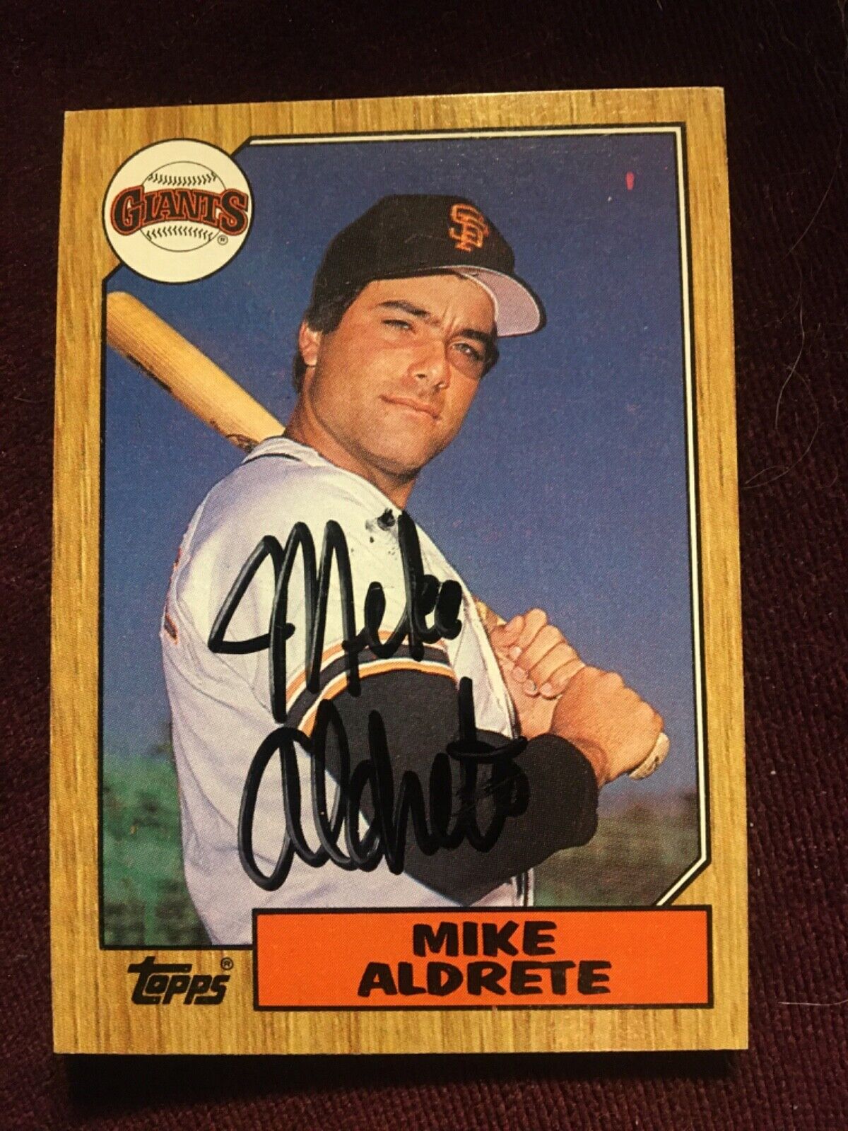 1987 Topps #71 Giants Mike Aldrete Autograph Baseball Card 
