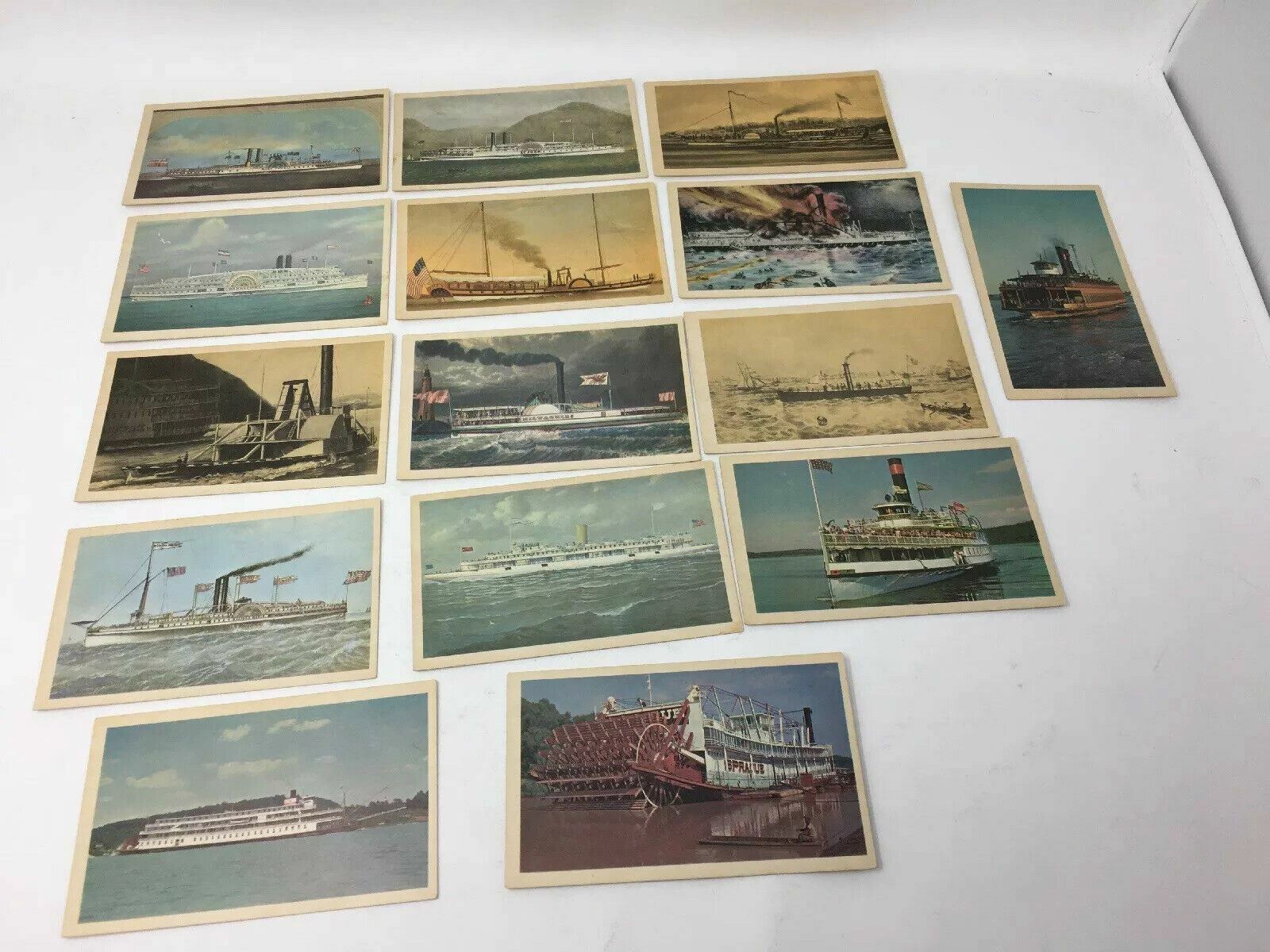 Vintage Ship Boat & Paddle Boat Picture & Information Cards Lot of 15 