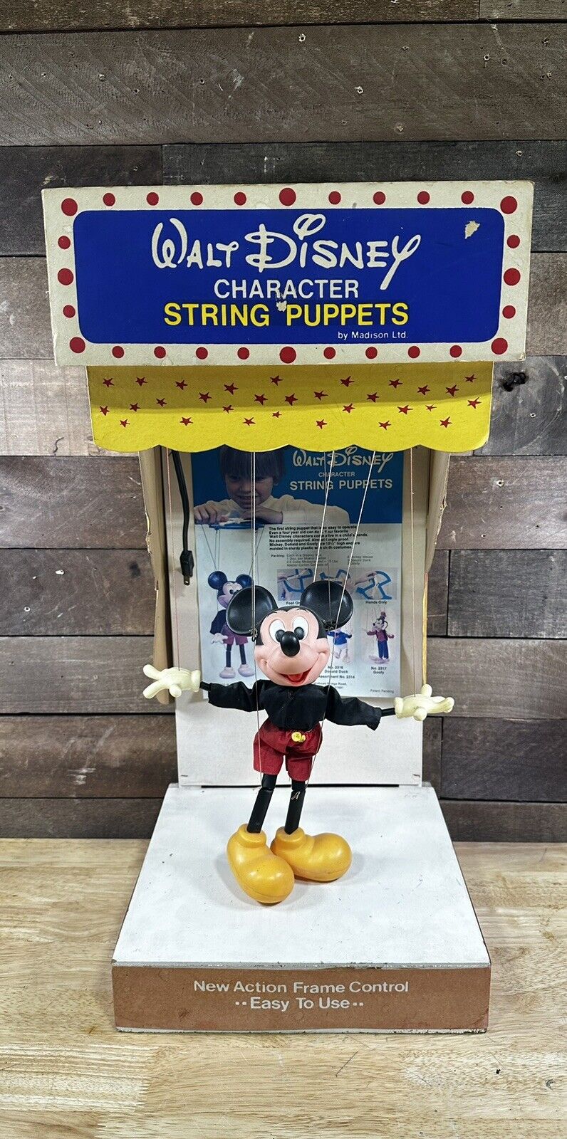 Vintage Walt Disney Character String Puppet Mickey Mouse Display Madison LTD.