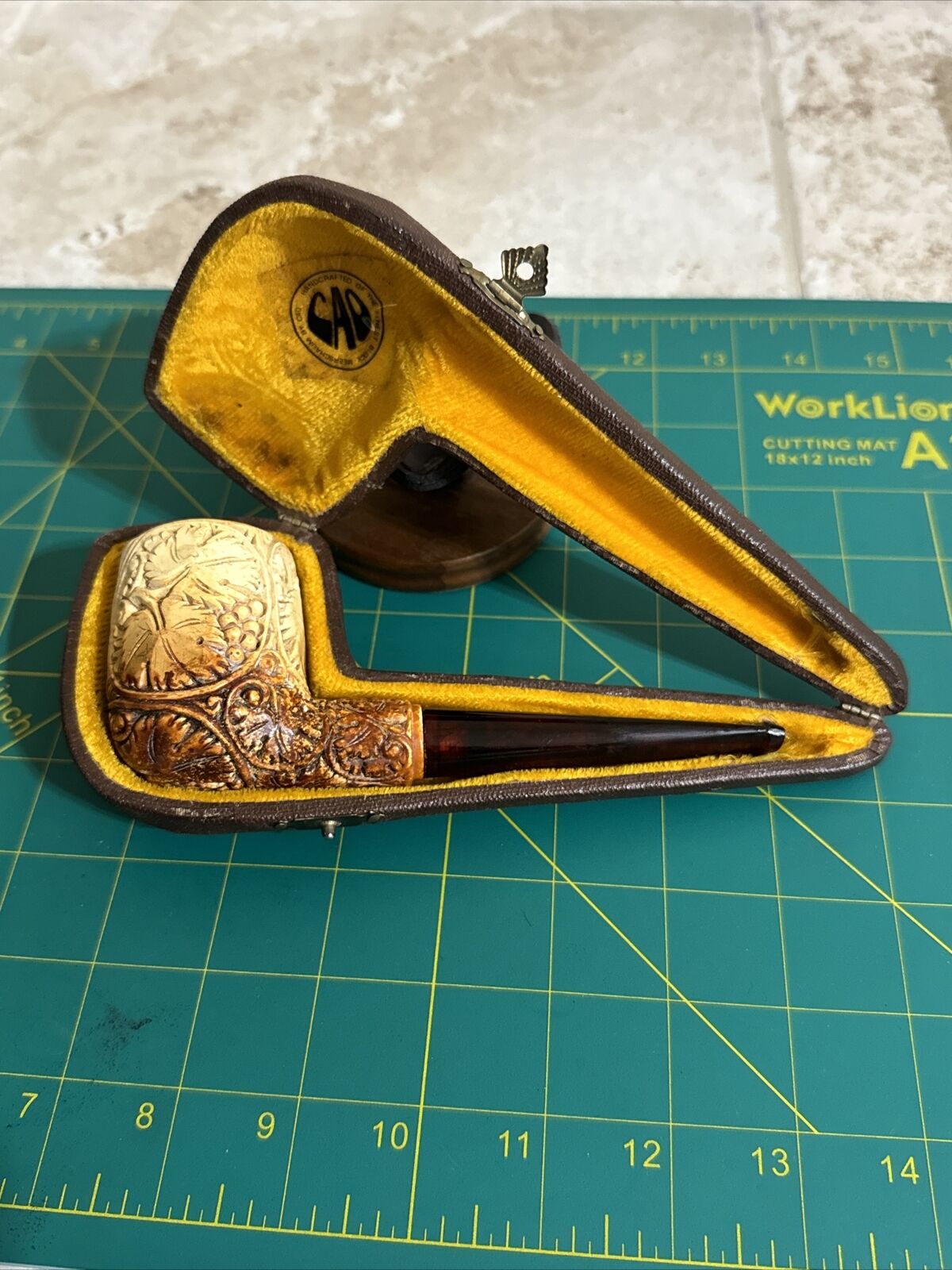 CAO Meerschaum Tobacco Pipe Vintage Real Amber Stem Good Condition Large